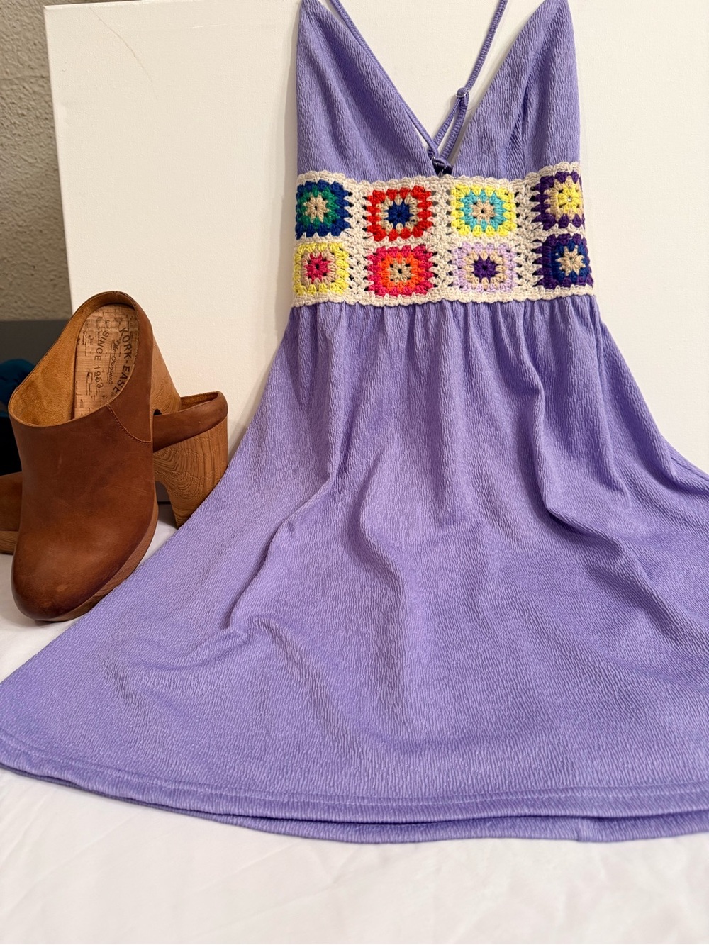 Lavender Crochet-Trim Spaghetti Strap Dress - Picture 3 of 10